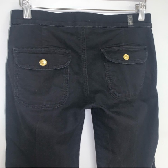 7 For All Mankind Flare Jeans Women's Size 27 Black Stretch  Low Waisted Zippers - Picture 8 of 11